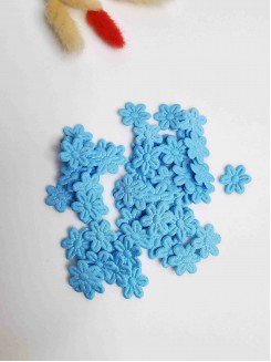 Цветочки тканевые 2 см (голубой), 20штук